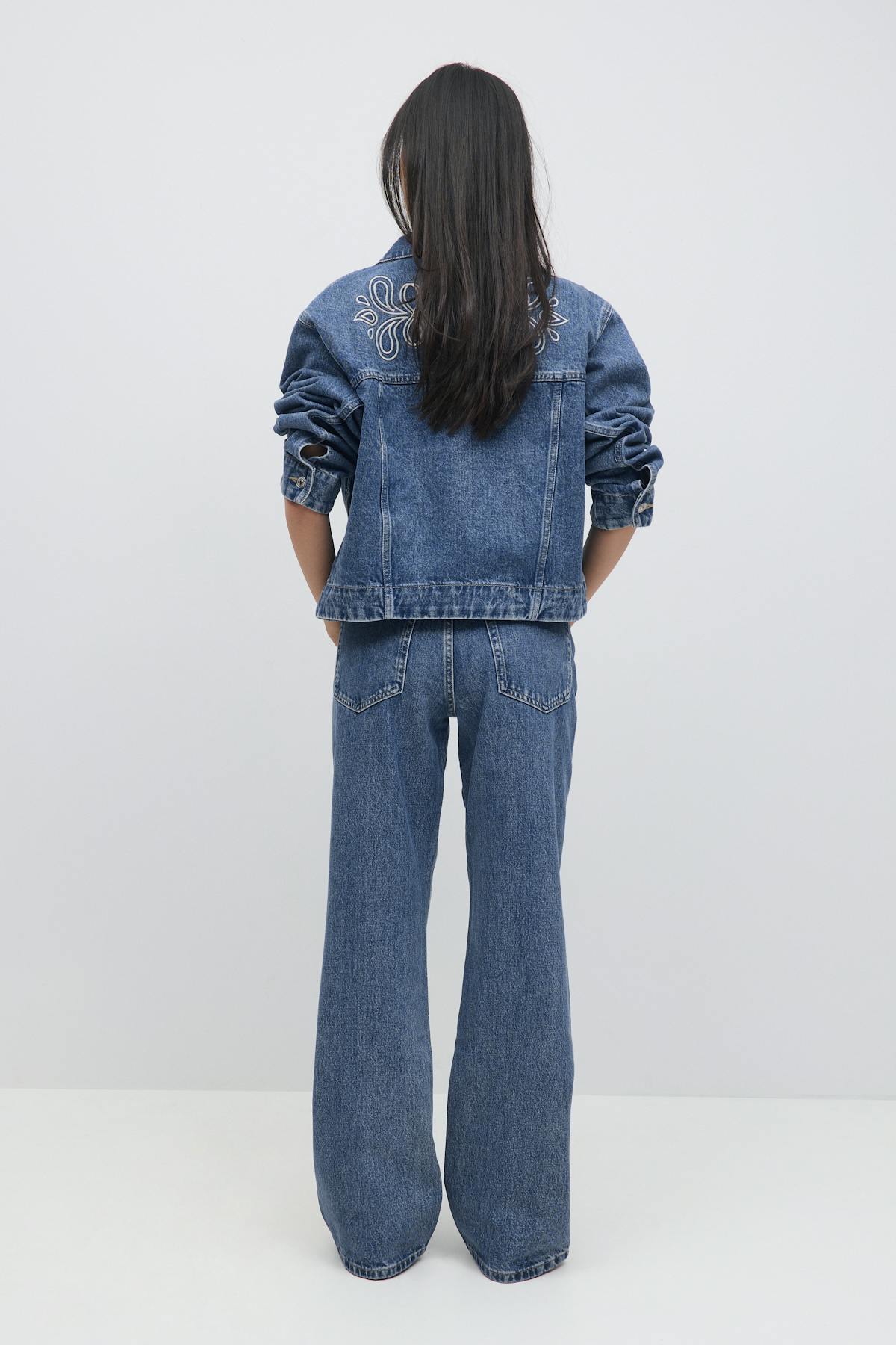 Embroidery jeans - Mid blue