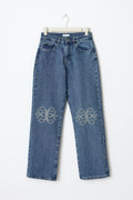 Embroidery jeans - Mid blue