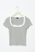 Rib short sleeve top - Stripe