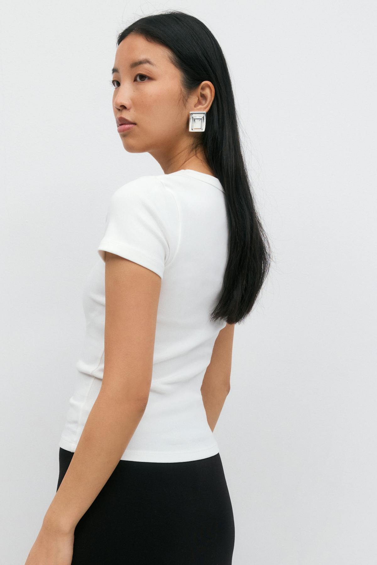 Rib short sleeve top - Stripe