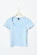 Rib short sleeve top - Blanc cassé