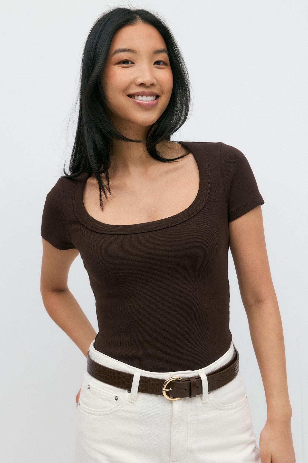 Rib short sleeve top - Mole