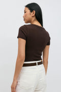 Rib short sleeve top - Mole