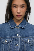 Embroidery denim jacket - Mid blue