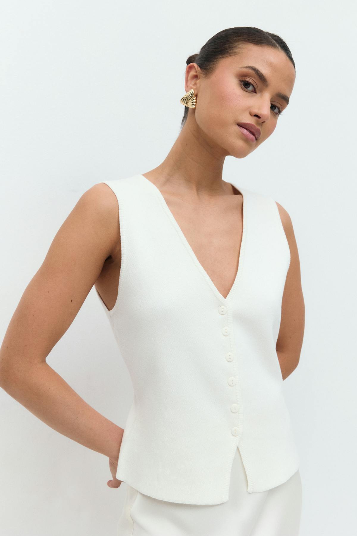 Knitted vest - Blanc cassé