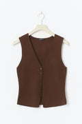 Knitted vest - Chestnut