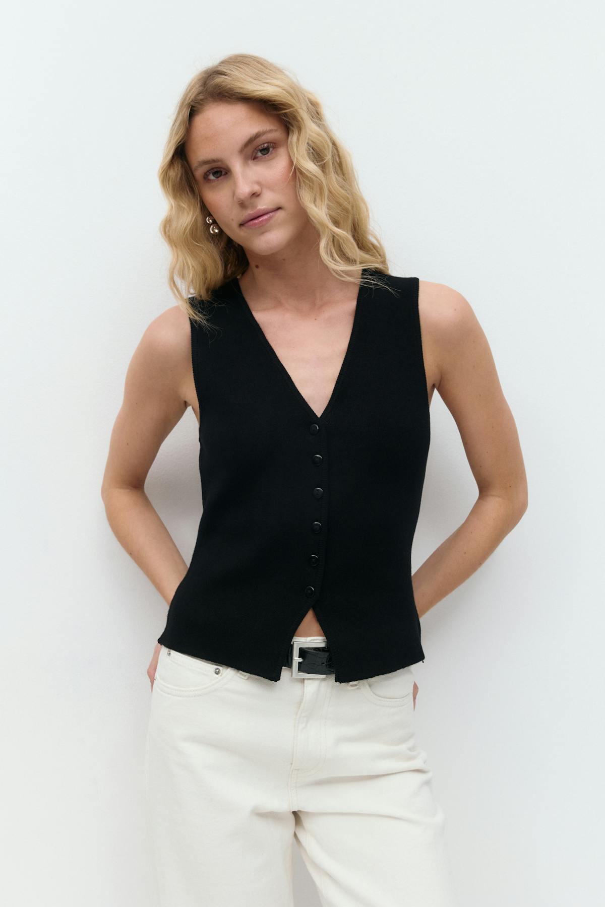 Knitted vest - Blanc cassé