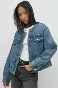 Collarless denim jacket - Offblack