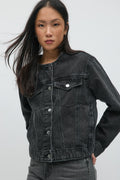 Collarless denim jacket - Offblack