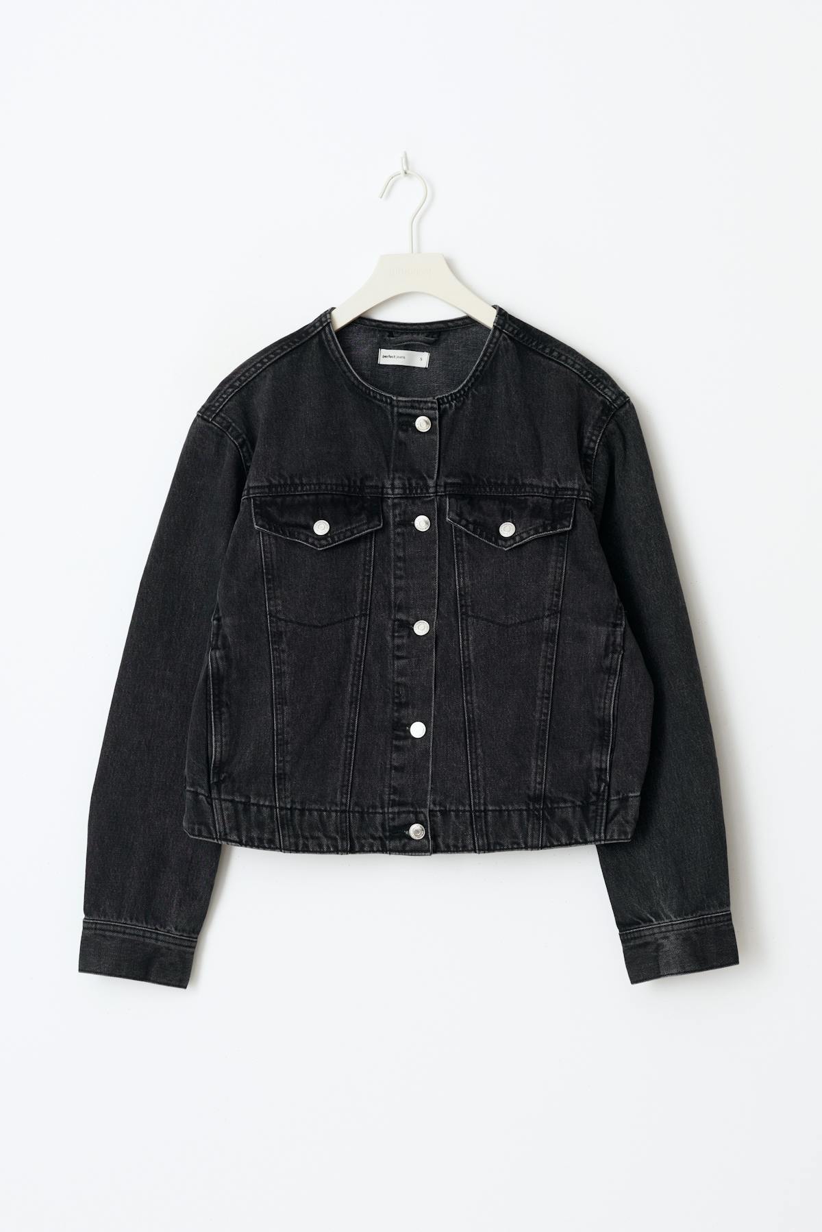 Collarless denim jacket - Offblack