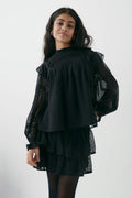 Y boho lace blouse - Noir