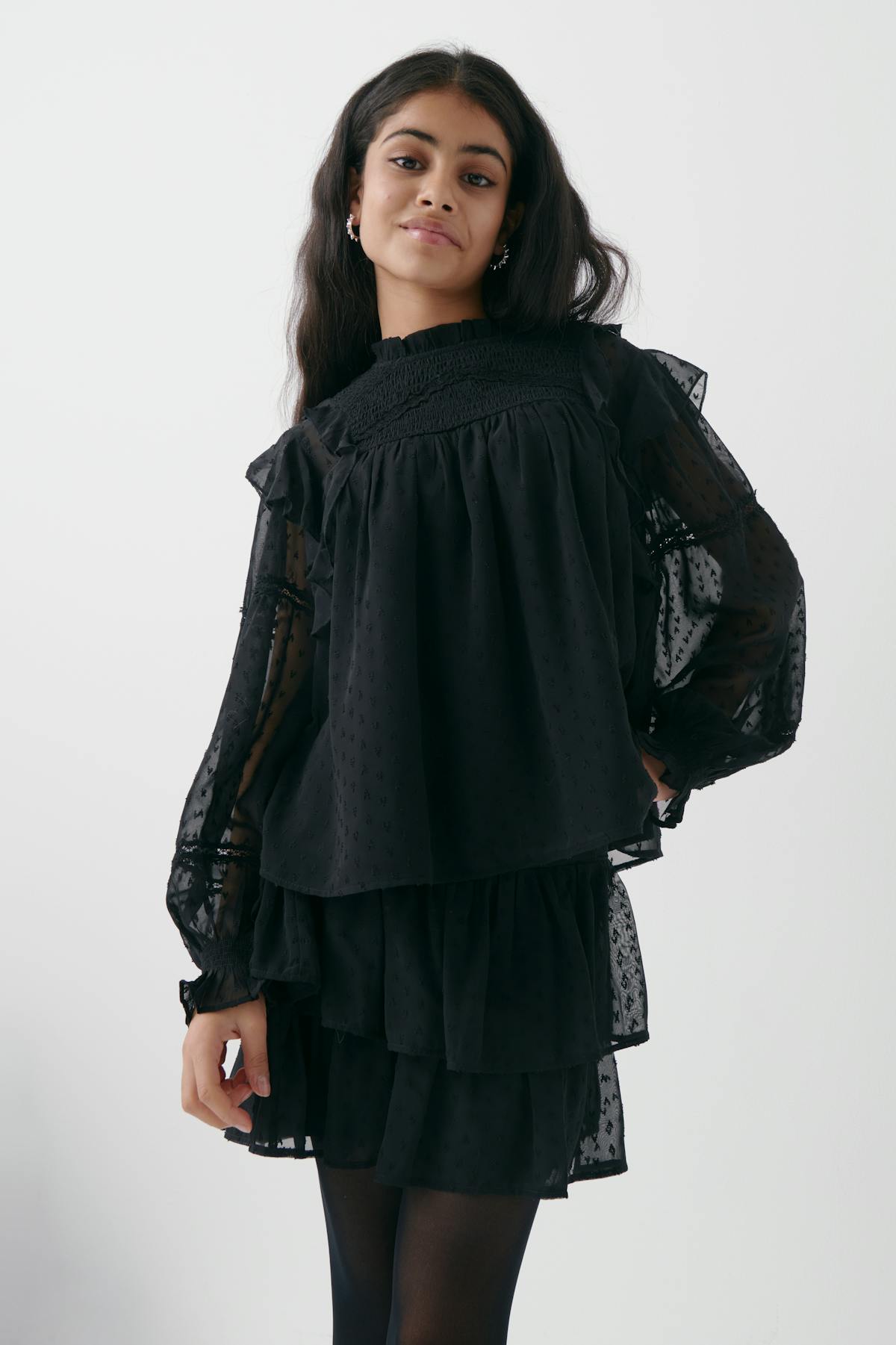 Y boho lace blouse - Noir