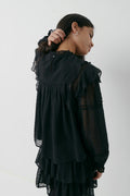 Y boho lace blouse - Noir