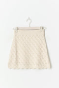 Knitted crochet mini skirt - Crème