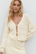 Knitted crochet cardigan - High risk red