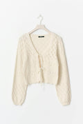 Knitted crochet cardigan - Crème