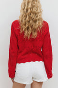 Knitted crochet cardigan - High risk red