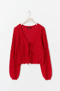 Knitted crochet cardigan - High risk red