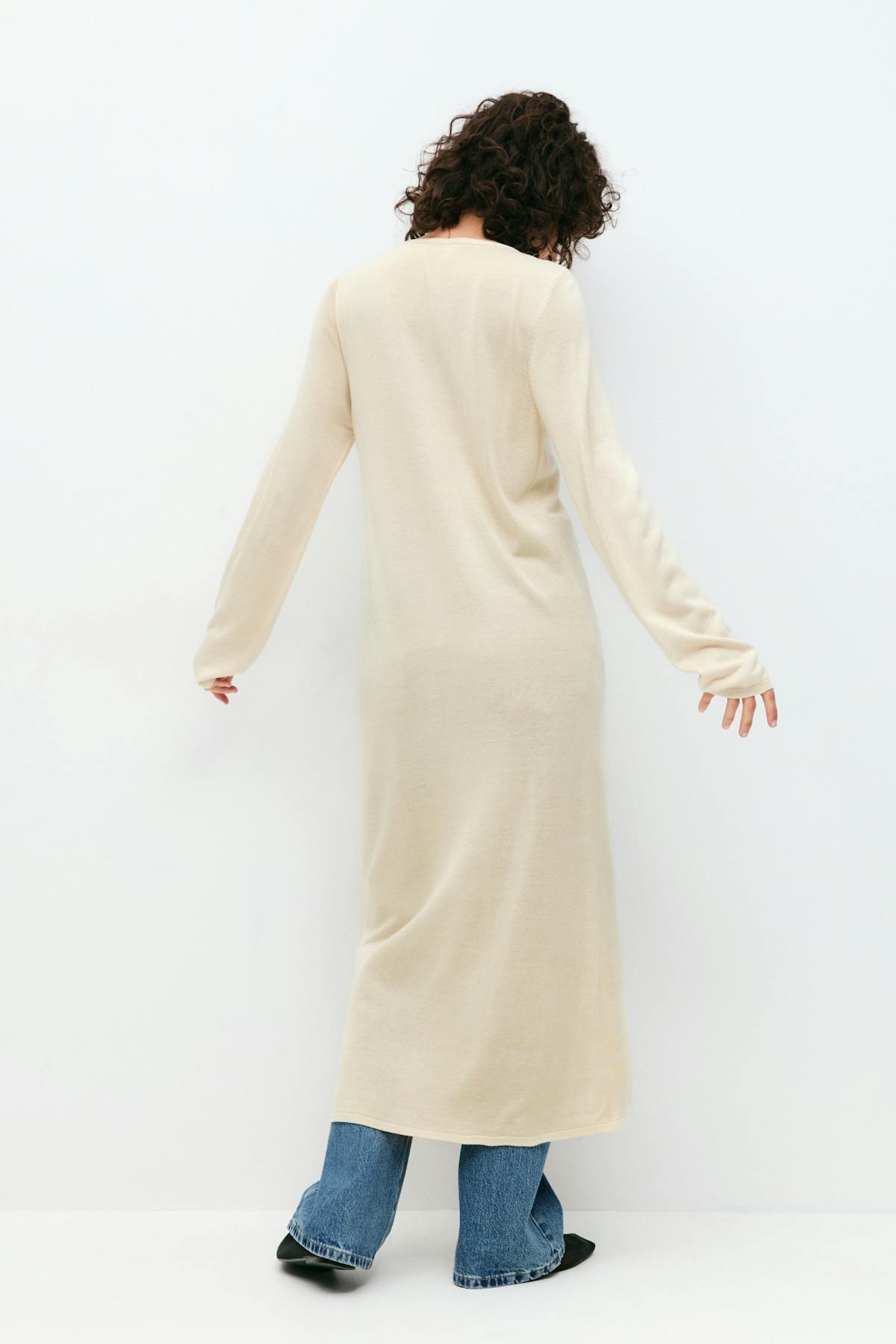 Long knitted cardigan - Oat melange