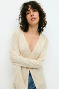 Long knitted cardigan - Oat melange