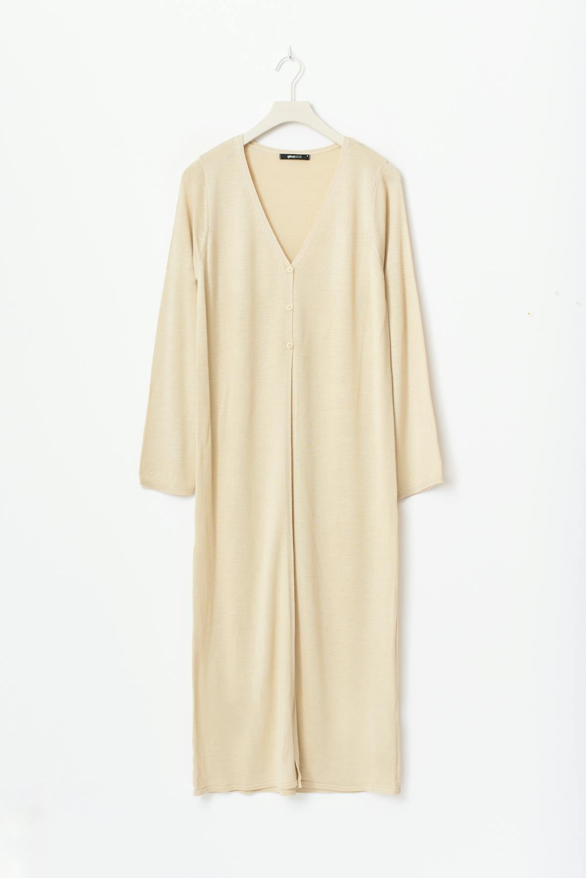 Long knitted cardigan - Oat melange