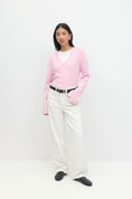 V-neck knitted top - Ballet slipper
