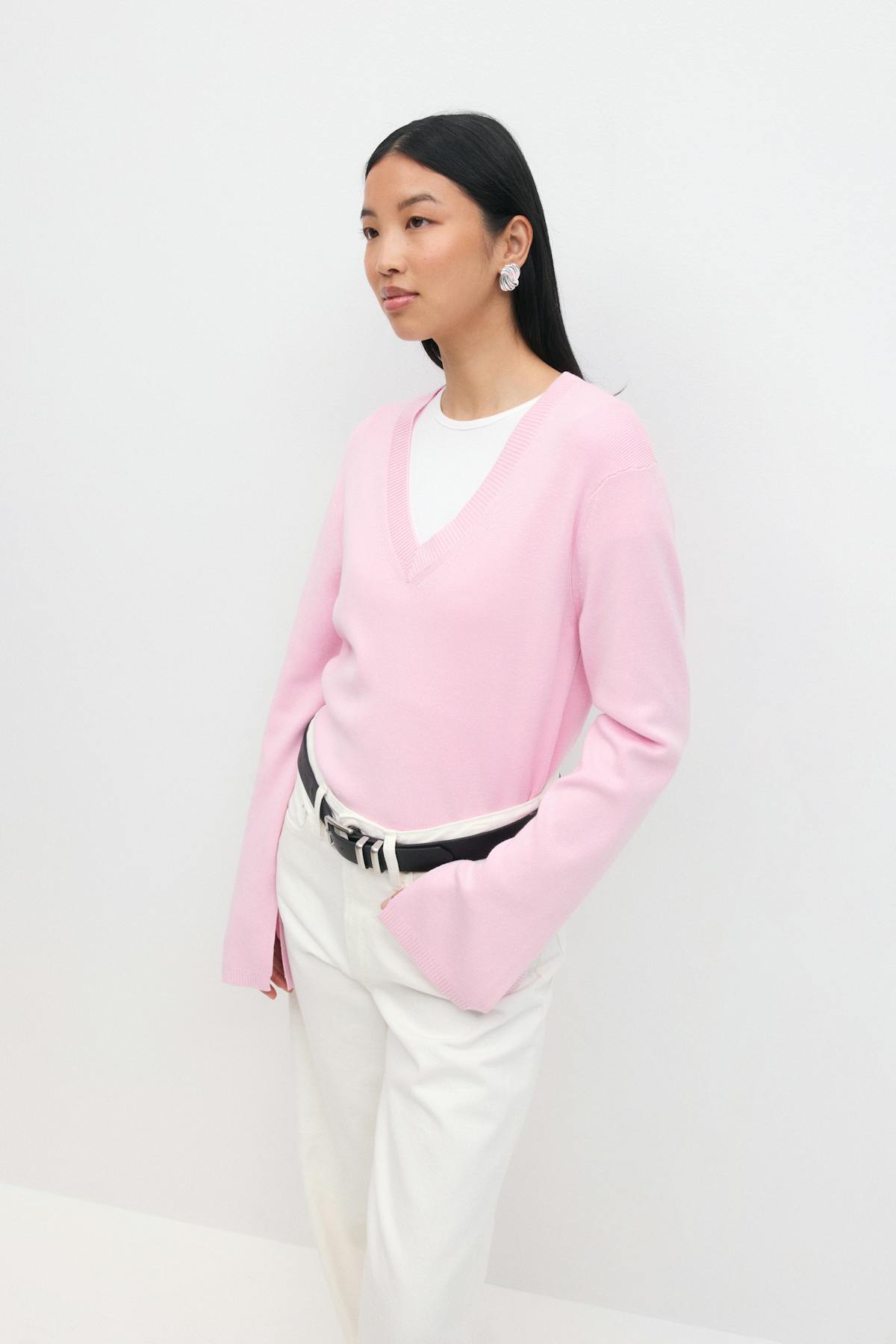 V-neck knitted top - Noir