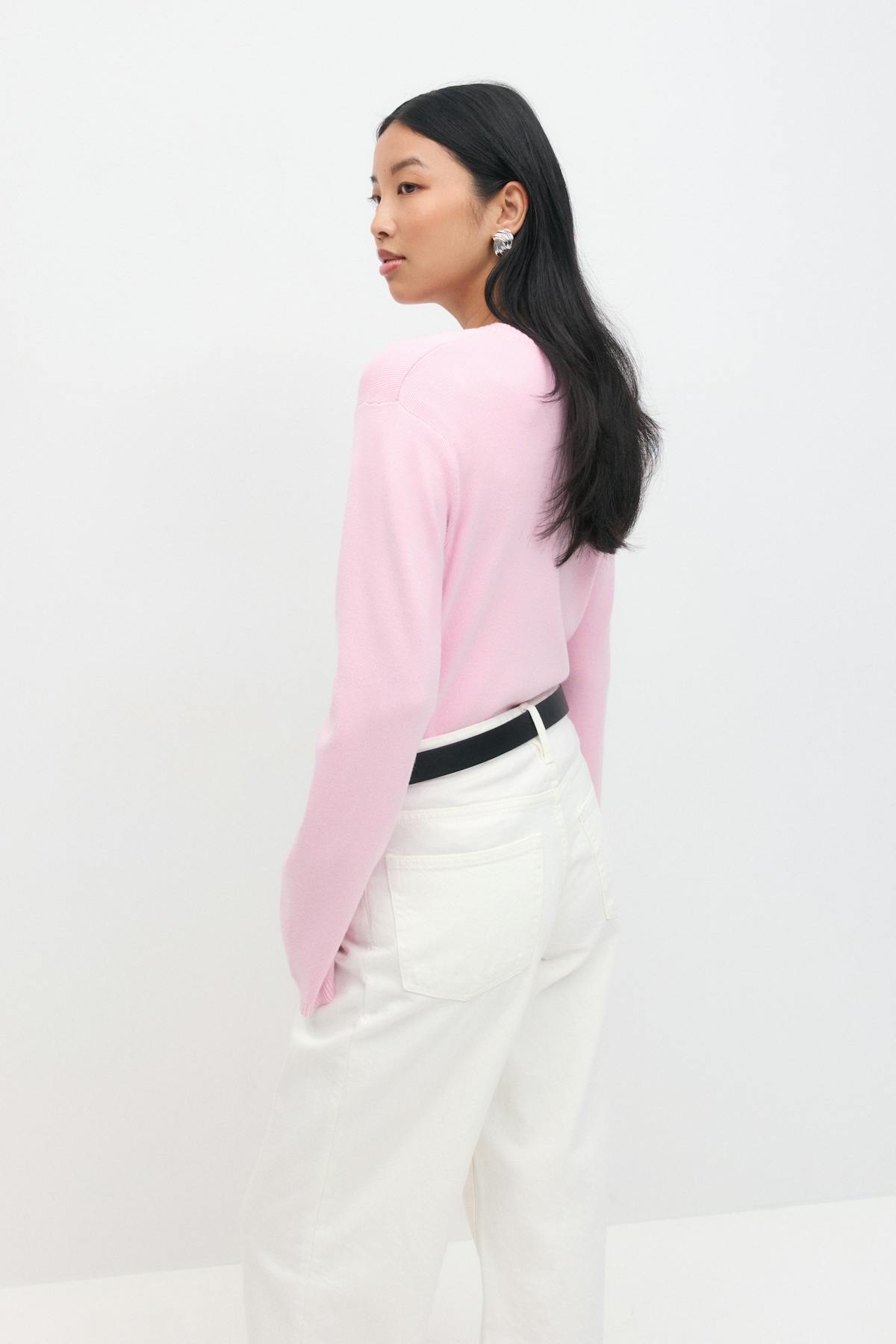 V-neck knitted top - Ballet slipper