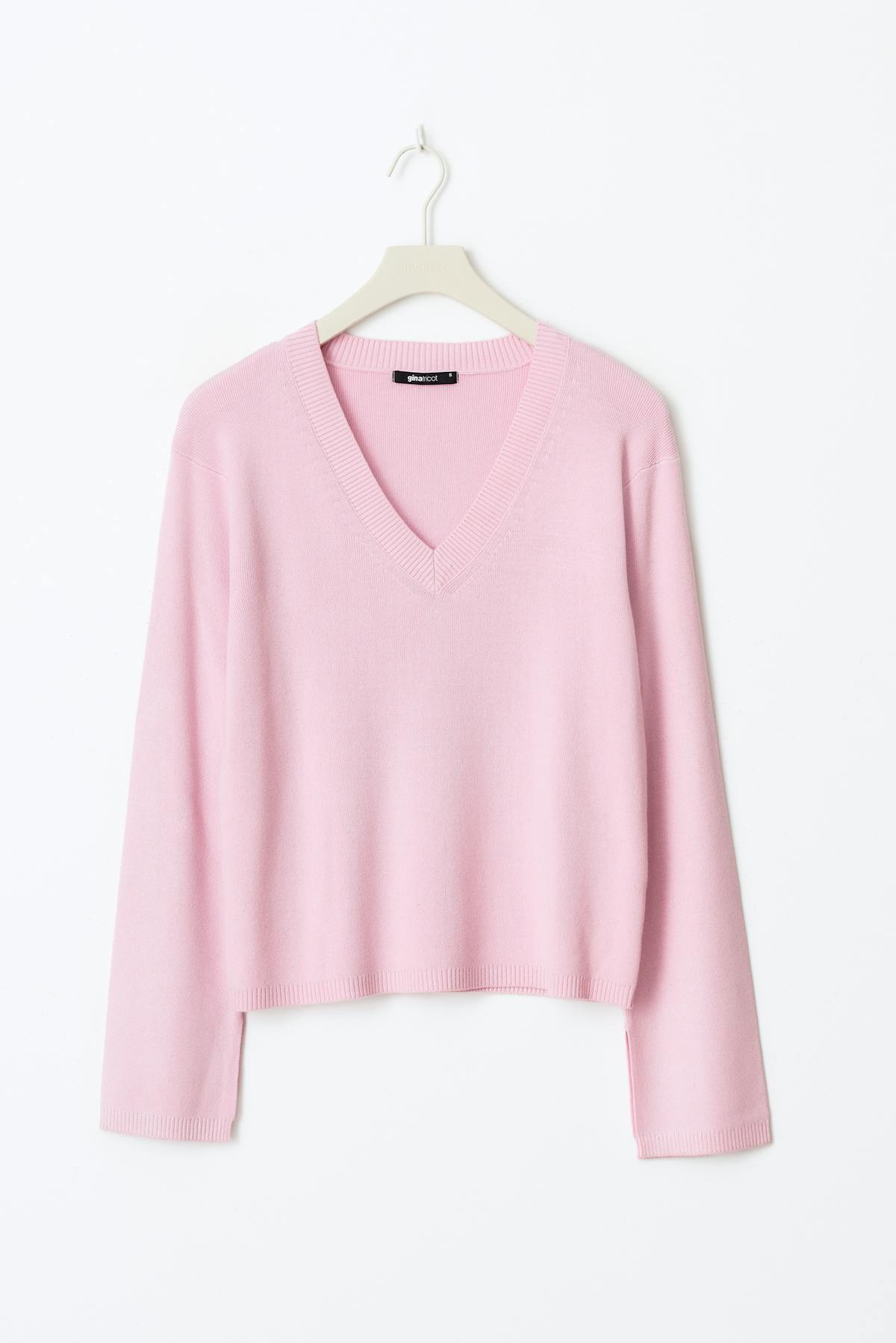 V-neck knitted top - Ballet slipper