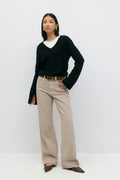 V-neck knitted top - Noir