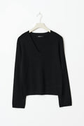 V-neck knitted top - Noir