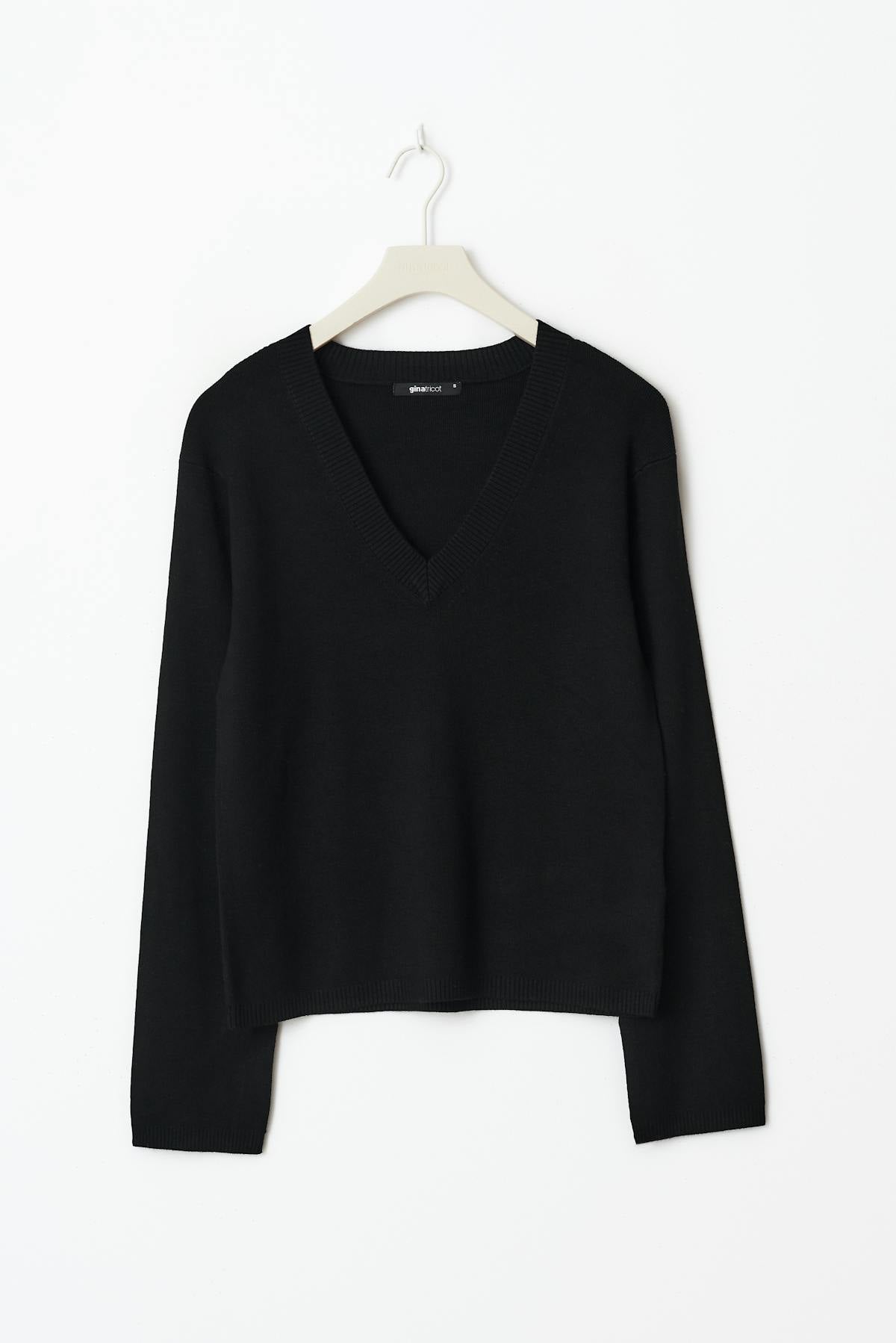 V-neck knitted top - Noir