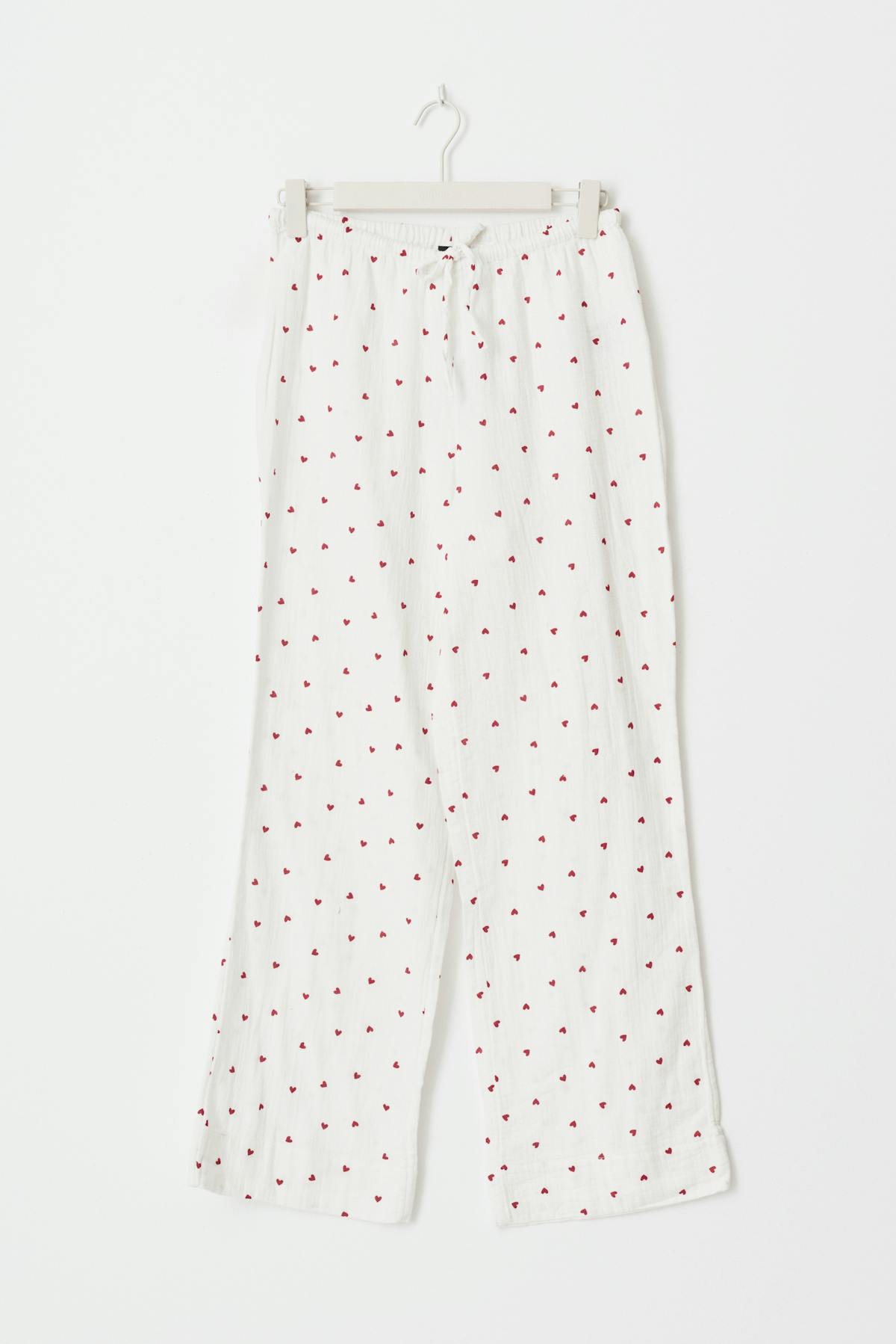 Gauze pyjamas trousers - Heart aop