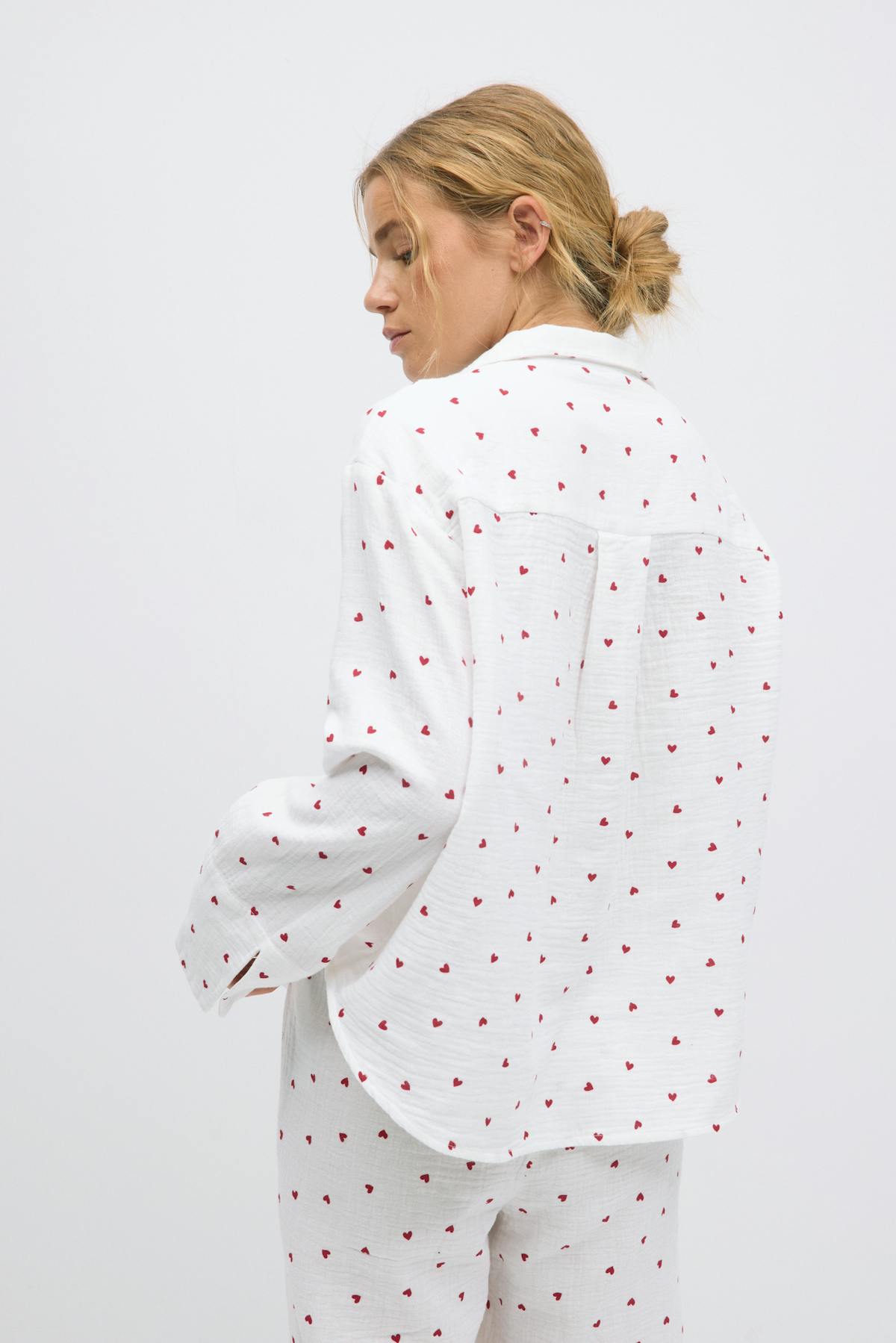 Gauze pyjamas shirt - Heart aop