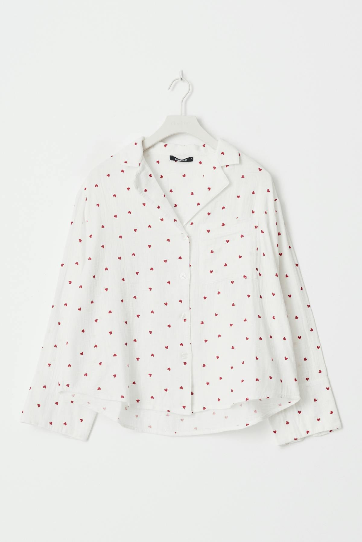 Gauze pyjamas shirt - Heart aop