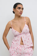Poplin pyjamas singlet - Pink/stripe