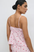 Poplin pyjamas singlet - Pink/stripe