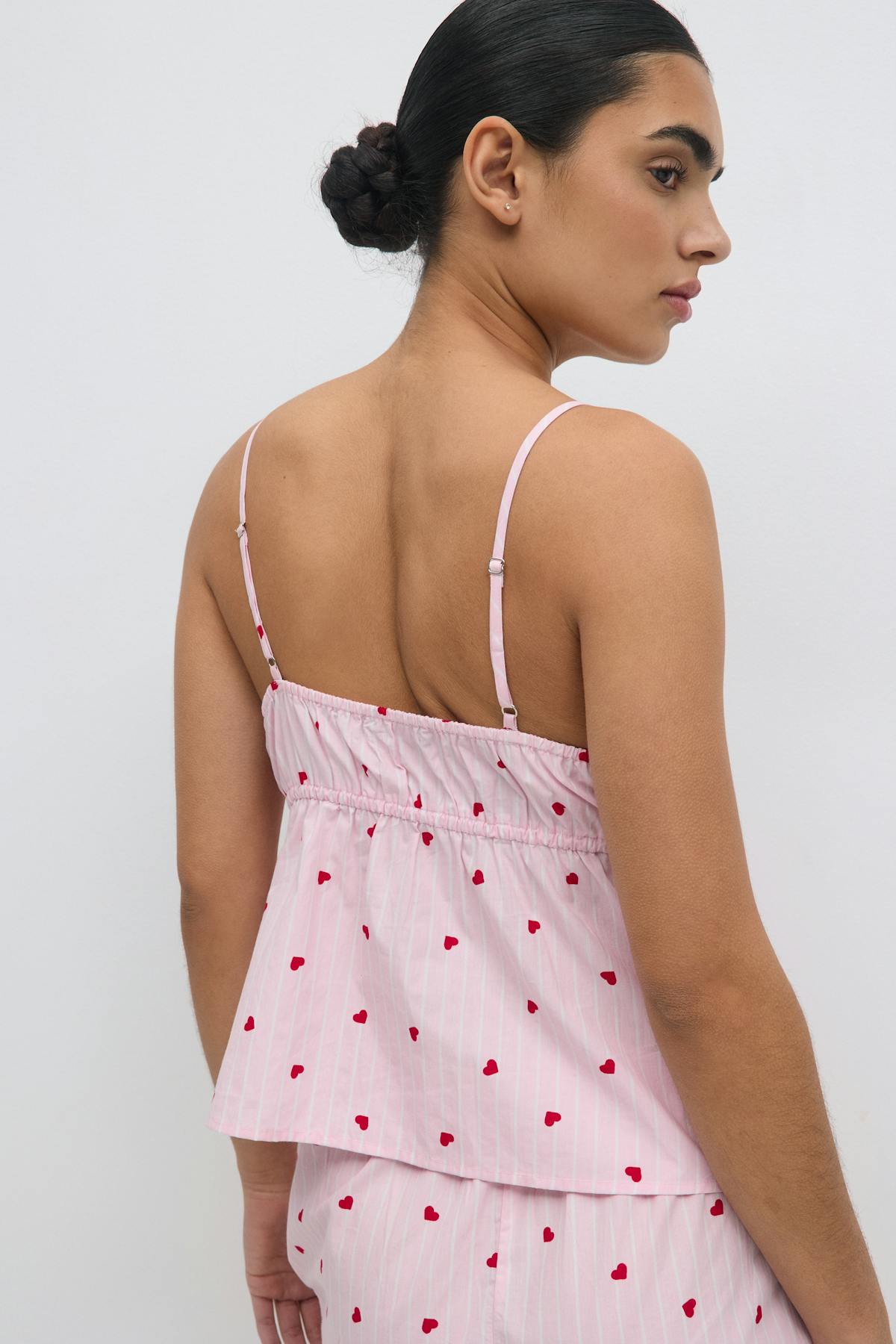 Poplin pyjamas singlet - Pink/stripe