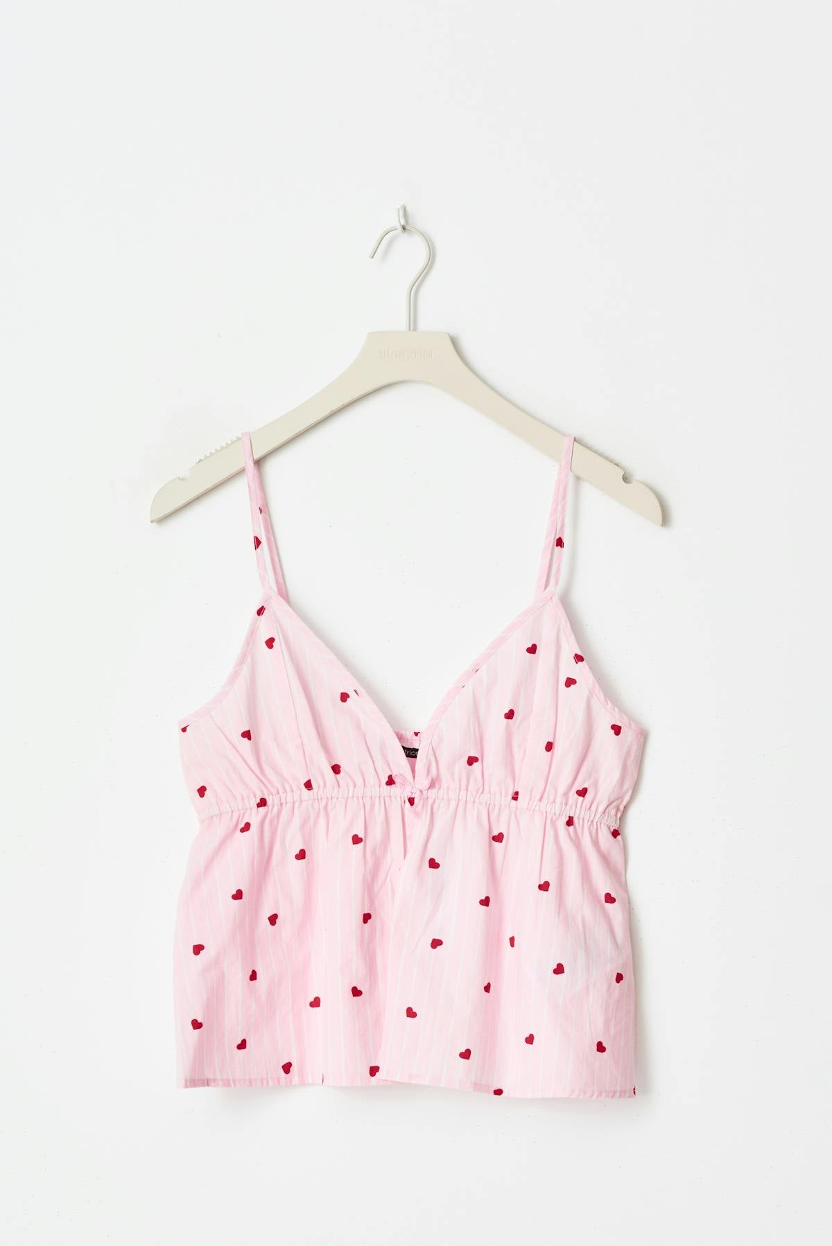 Poplin pyjamas singlet - Pink/stripe