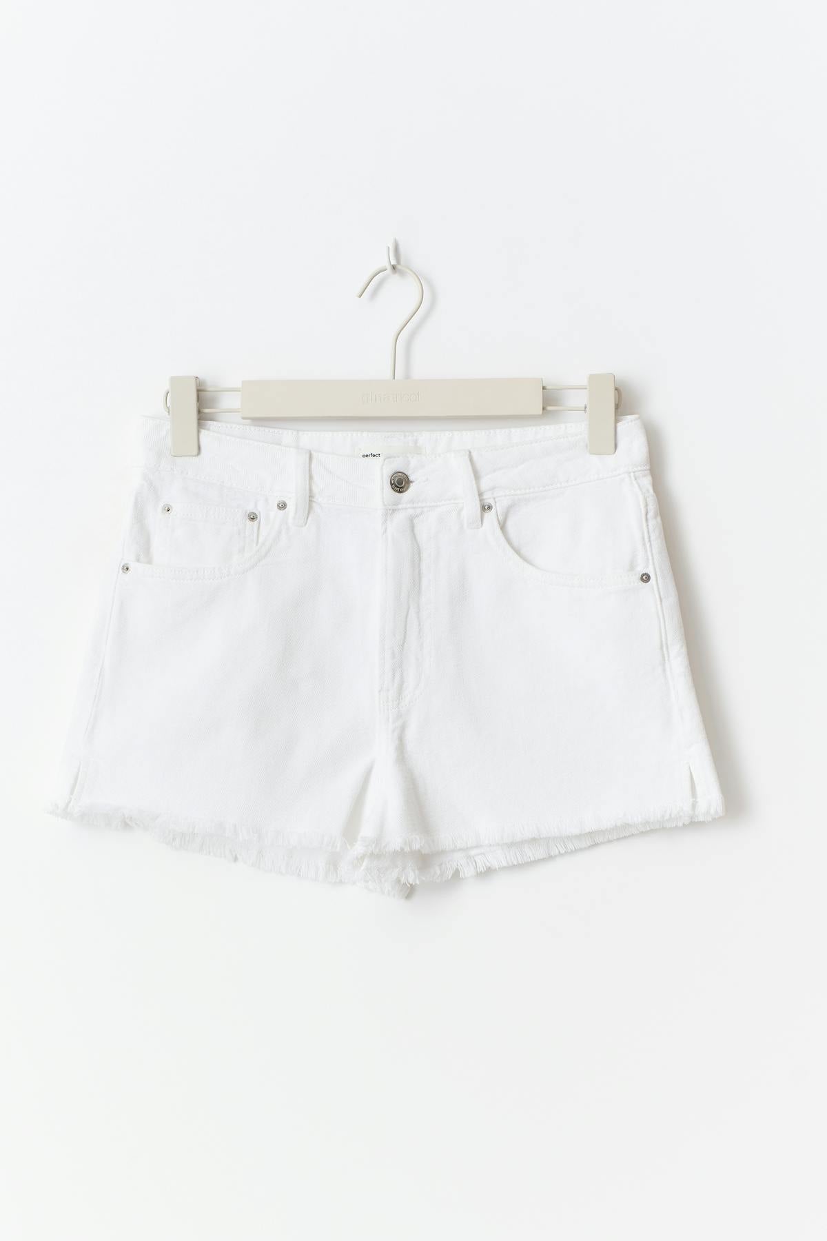 Slit denim shorts - Blanc