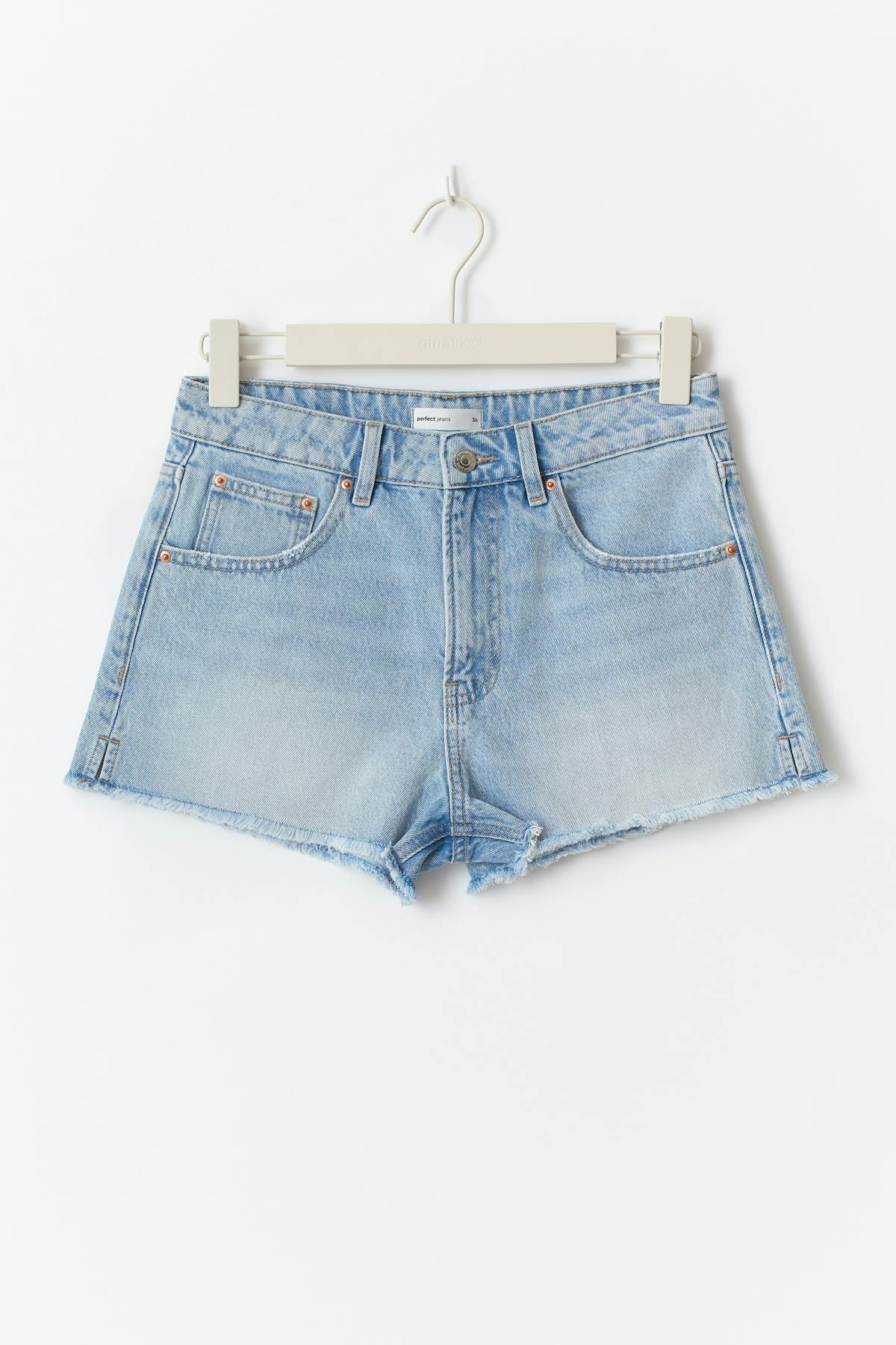 Slit denim shorts - Bleu clair