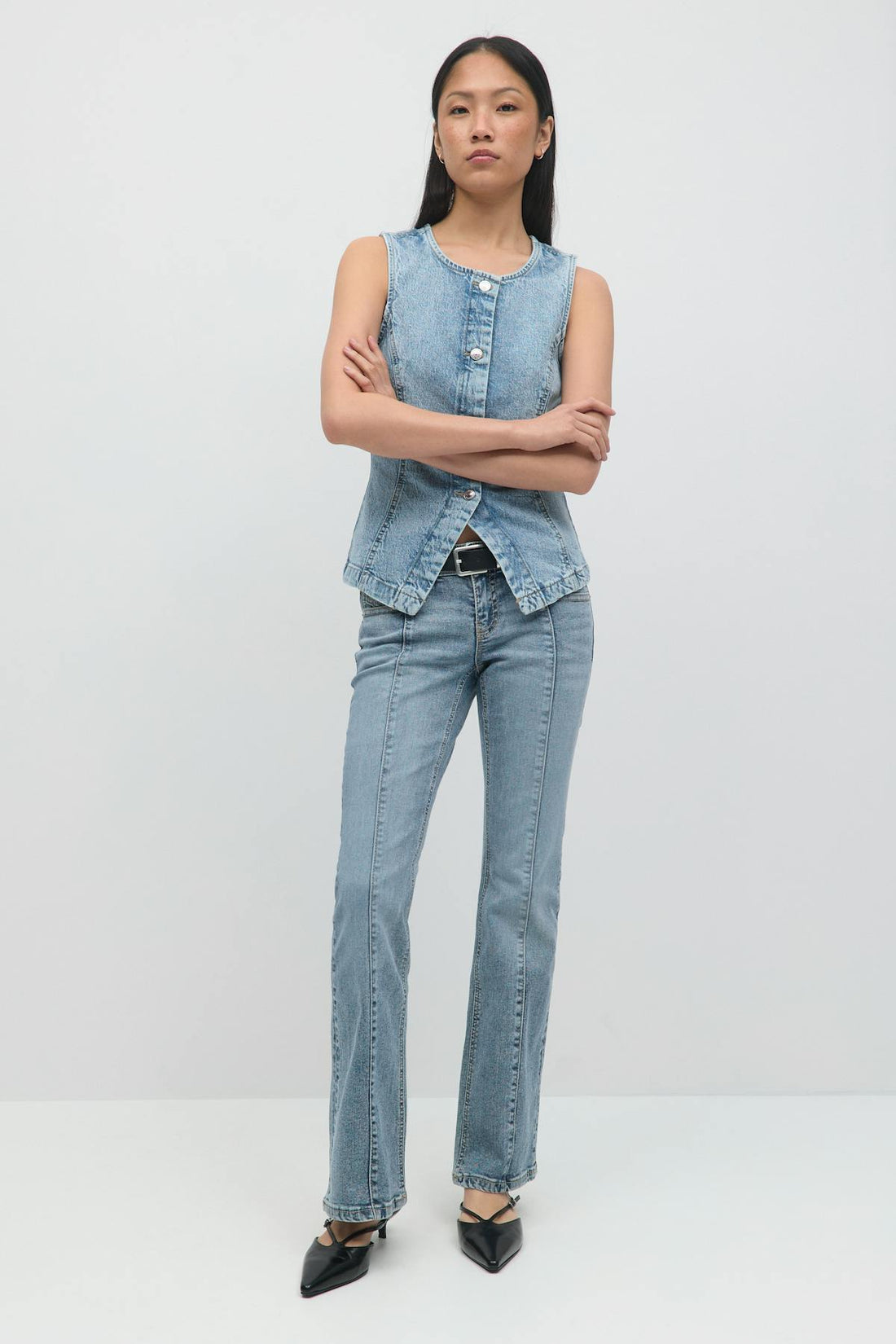 Bootcut stitch jeans - Mid blue