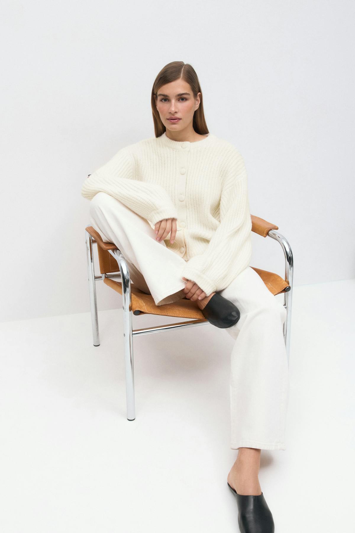Chunky knitted cardigan - Greymelange