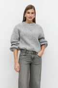 Chunky knitted cardigan - Greymelange