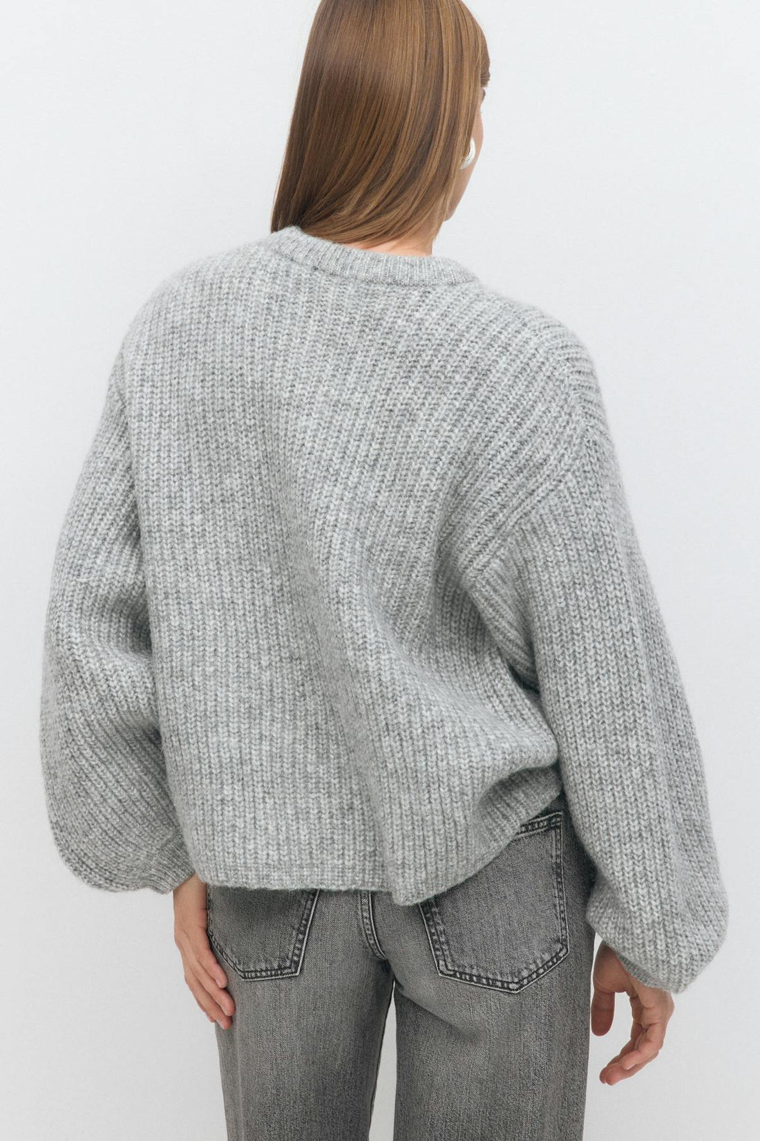 Chunky knitted cardigan - Greymelange