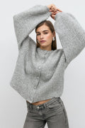 Chunky knitted cardigan - Greymelange