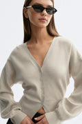 Shaped knitted cardigan - Mid grey mel