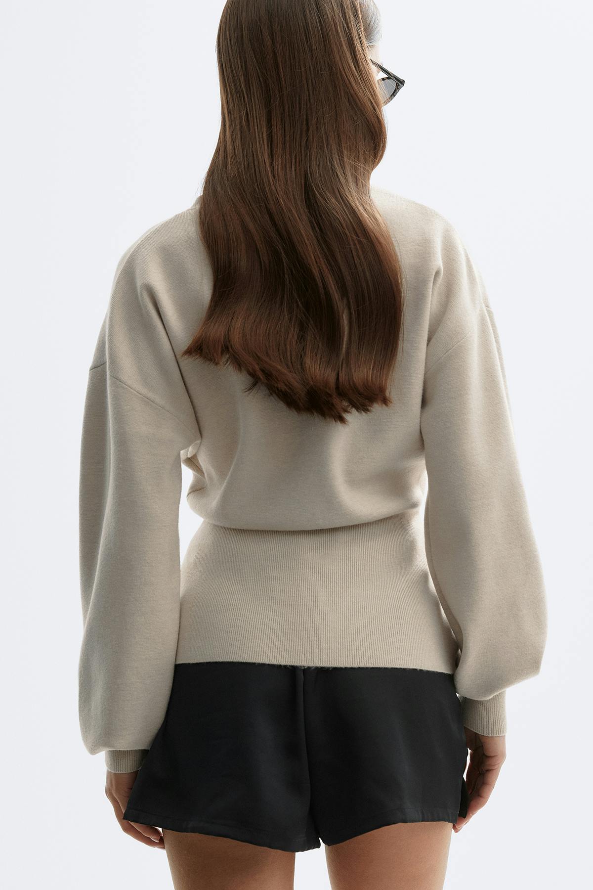 Shaped knitted cardigan - Mid grey mel