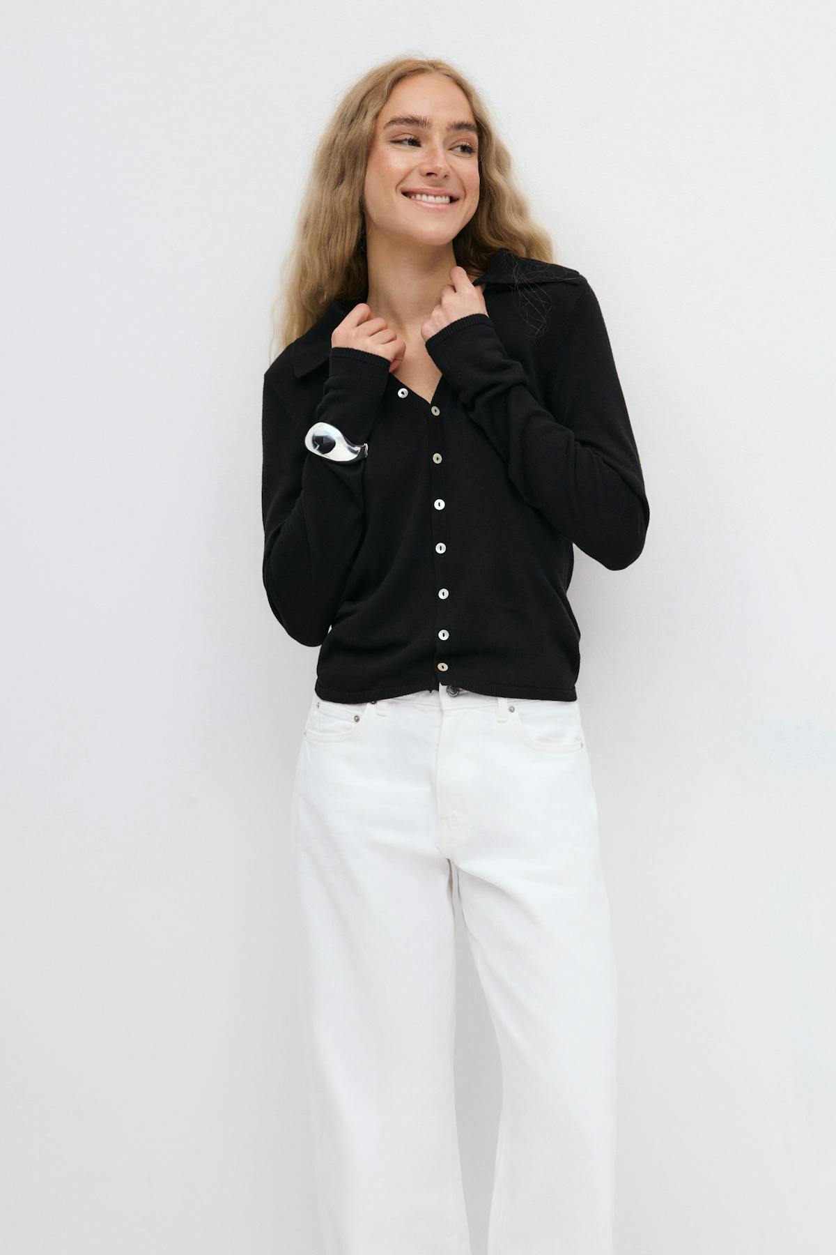 Loose knitted cardigan - Noir