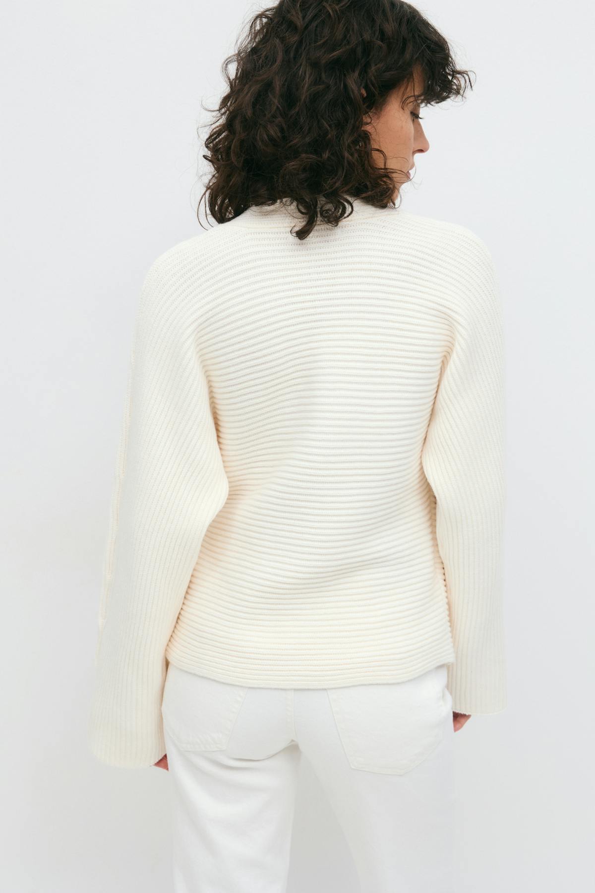 Chunky knitted wrap cardigan - Crème